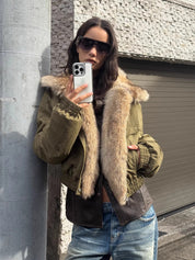 Firelady Fur Women's Multi-Color Fur Collar Parka - Pilot Jacket Style "Serene Heat Island"