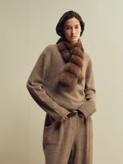 Firelady Fur Mink fur scarf Russian imported trendy retro vintage-style ribbed patchwork