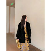 "Moon Serenade" High-luxury imported velvet mink woven fur coat mid-length mink coat (handmade)