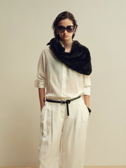 Firelady Fur Women’s Winter Mink Triangle Scarf – Kopenhagen Purple Label Luxury Woven Mink Shawl, Elegant Vintage Style