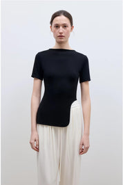 Letrans Women's Asymmetrical Hem T-Shirt - Short Sleeve Top “Architectural Principles”