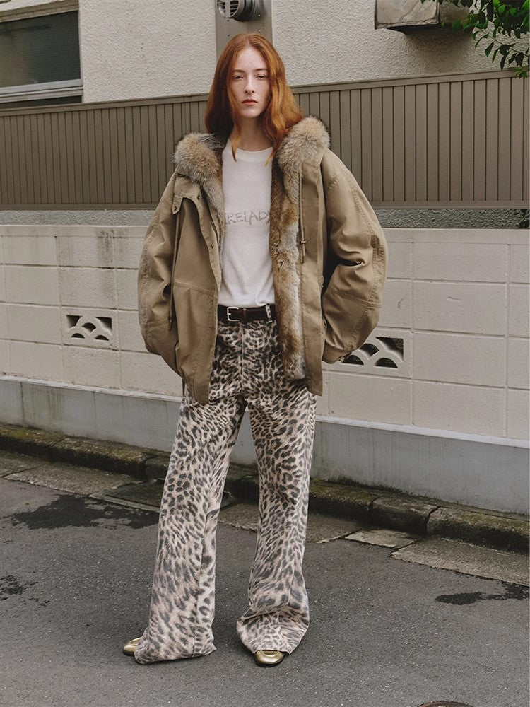 Goosedown Coat Ocelot Fur Coat Impressionist