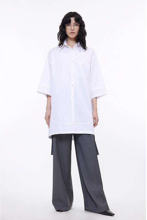 Workplace Siren Style College Style Silhouette Splicing Fashion Design Pullover Shirt