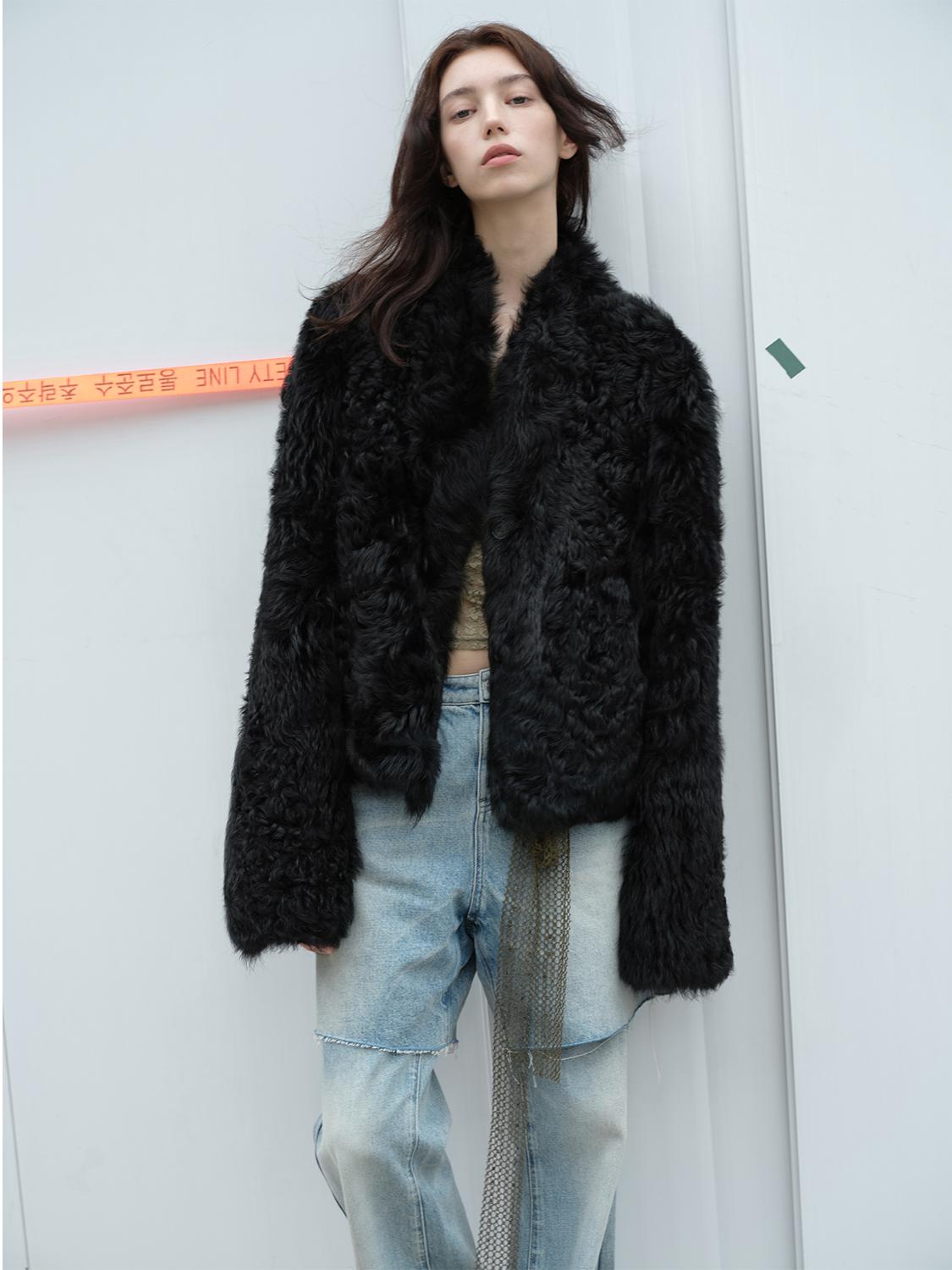 Beethoven's Night Reversible Standing Collar Tuscan Sheepskin Coat