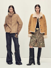 Firelady Fur Women’s Shearling Coat Crafted with Italian Contrast Suede & Tuscan Shearling“Winter Mochi”