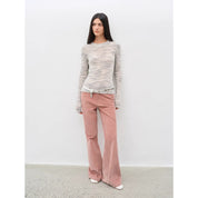 "Lazy Day Essential" Textured Mohair Blend Round Neck Stretch Knit Base Layer for Fall/Winter Women