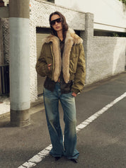 Firelady Fur Women's Multi-Color Fur Collar Parka - Pilot Jacket Style "Serene Heat Island"