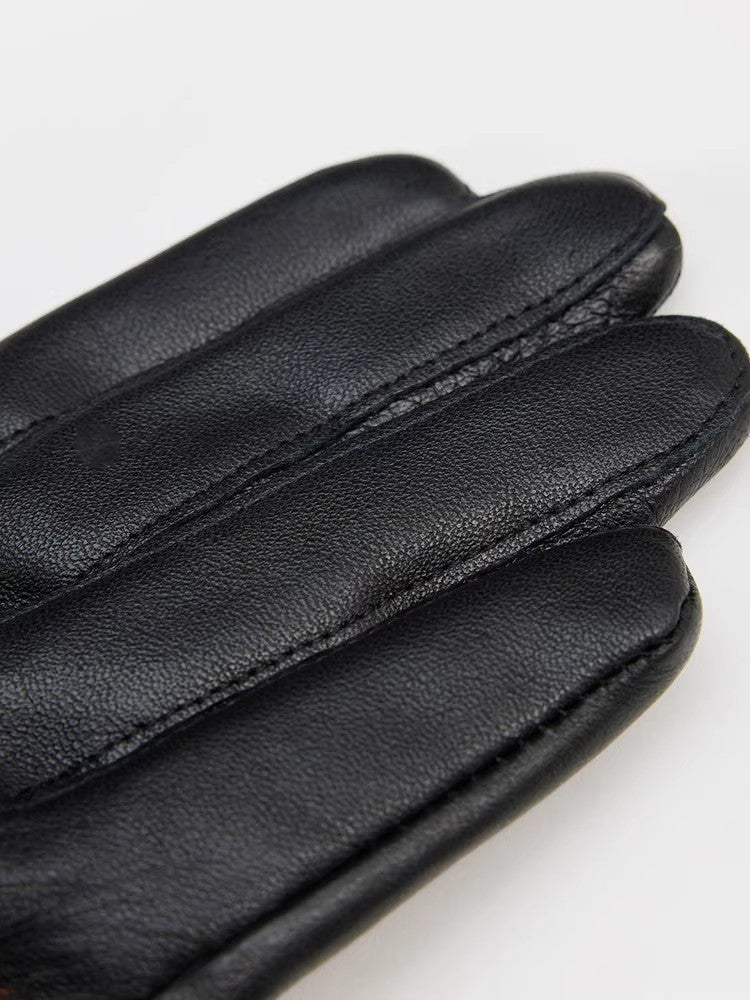 Women's Vintage Raccoon Fur Lightly Coated Genuine Leather Fur Gloves Winter