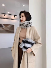 Rex rabbit fur scarf elastic woven fur neck scarf