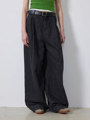 Black Season Soul Retro Fashion Single Pleated Wide Leg Straight Jeans