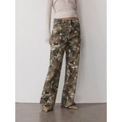 "Camouflage Charm " Cool, Trendy, Unique, and Personalized Original Camouflage Print Washed Loose Straight-Leg Denim Jeans