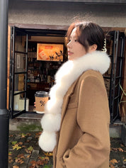 Women's Cute Fox Fur Magnetic Fur Pom Pom Scarf