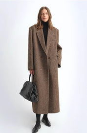 "Desert City" Italian imported wool blended herringbone pattern woolen coat for women autumn and winter