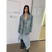 Custom-Dyed Washed Spray-Color Goat Leather Genuine Leather Blazer for Women, Vintage-Finish Leather Jacket “Nostalgic Denim”