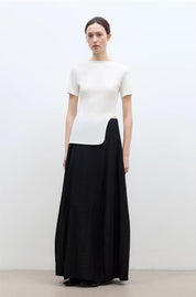 Letrans Women's Asymmetrical Hem T-Shirt - Short Sleeve Top “Architectural Principles”