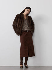 Warm coffee mink retro imported stand collar short mink fur coat