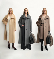 THE ARTM Women's Alpaca Wool Blend Coat - A-Line Lapel Long Coat "Architectural Grace"