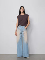 "Wantful Fantasy" Heavy Industry Washed Spray Colored Wide Leg Jeans Women's Low Waist Straight Leg Bootleg Pants