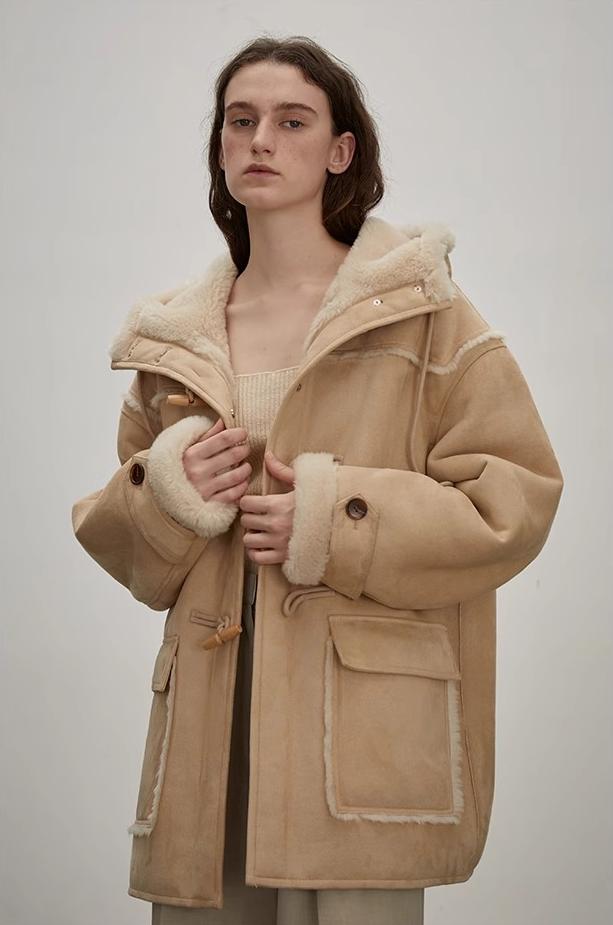 Quartet Short Hooded Shearling Jacket