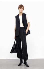 Wool Blend High-Waisted Slimming Suit Pants for Women