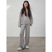 "A Taste of the Wilderness" Slim-fitting wool knitted casual pants for women, straight-leg pants with a lazy feel