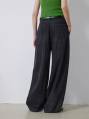 Black Season Soul Retro Fashion Single Pleated Wide Leg Straight Jeans