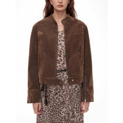 Melard Color Series Luxury Brand Same Edition Vintage Wash Distressed Velvet Moto Denim Jacket