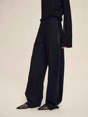 Firelady Fur Textured Fine Wool Four-Button Wide-Leg Trousers"Urban Film ”
