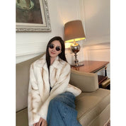 Alice Honey Imported Rex Rabbit Fur Coat