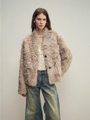 Firelady Fur Women‘s Shearling  Coat | Rippled Waterwave Pattern, Rare Lake Lamb“Mole Manor”