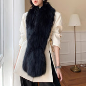 Fox Fur Scarf Extra Long Braided Fur Collar Autumn and Winter Warmth Extra Long Real Fur Scarf Women