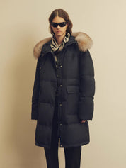 Firelady Fur Women's Down Parka with Detachable Fox Fur Collar & 90% Goose Down "Blue Winter Style"