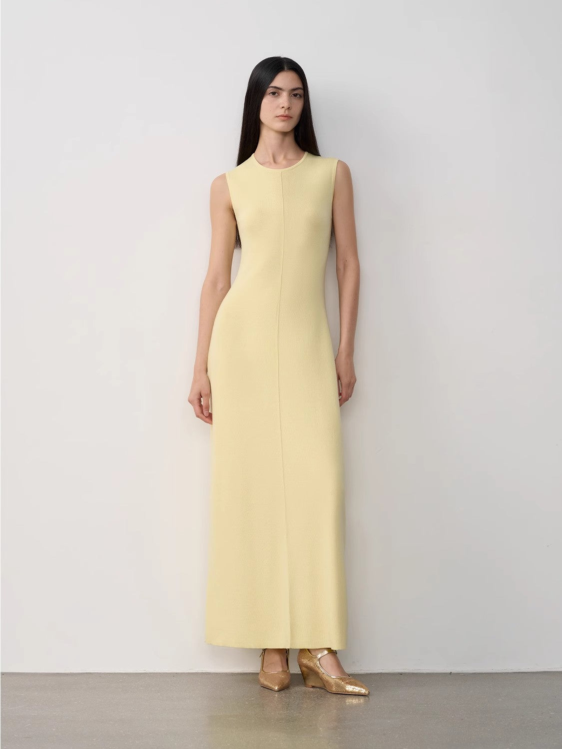 "Island Letters" Limited Edition Baslan Merino Wool Extra Long Sleeveless Lazy Knit Dress