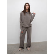 "Relaxed Encounter" Stylish Casual Sports Wool Knit Hoodie and Straight-Leg Leisure Pants Set