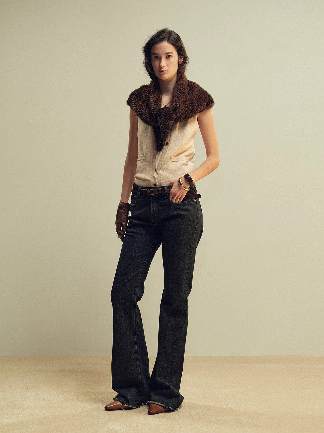 Firelady Fur Women’s Winter Mink Triangle Scarf – Kopenhagen Purple Label Luxury Woven Mink Shawl, Elegant Vintage Style