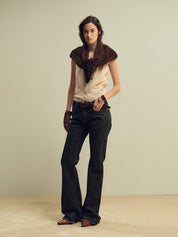 Firelady Fur Women’s Winter Mink Triangle Scarf – Kopenhagen Purple Label Luxury Woven Mink Shawl, Elegant Vintage Style