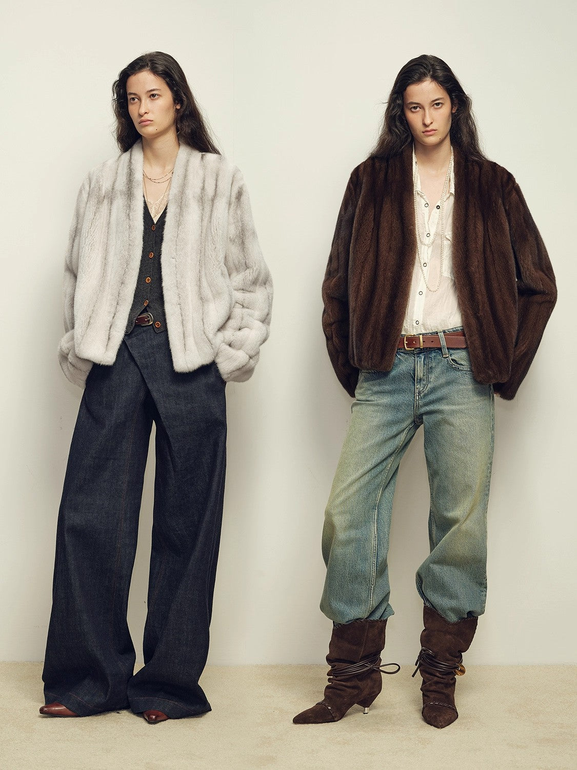 Firelady Fur Imported Kopenhagen Purple-Label Female Mink Full-Skin Woven V-Neck Fur Coat “Fairy Mountain Dew”