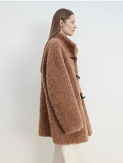 Light and wandering imported Lagon style curly Shearling Coat velvet stick button stand collar jacket