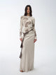 Tencel wool original cashew print round neck slim long sleeve and skirt"Vintage Gene"