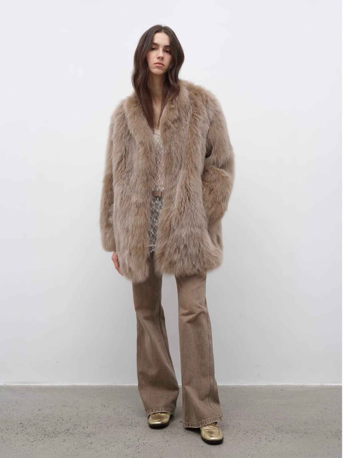 Light Years Away Imported Crown Grade Fox Fur Fashion Light Luxury Style Suit Collar Mid-Length Fur