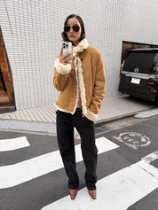 Firelady Fur Women’s Shearling Coat Crafted with Italian Contrast Suede & Tuscan Shearling“Winter Mochi”