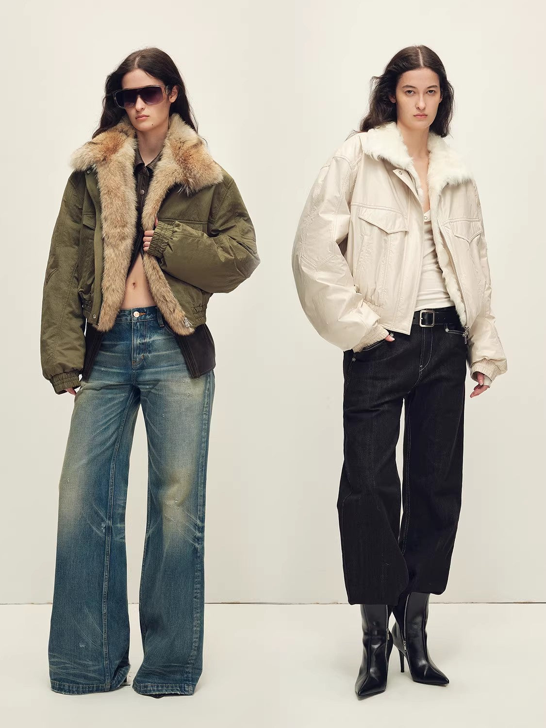 Firelady Fur Women's Multi-Color Fur Collar Parka - Pilot Jacket Style "Serene Heat Island"