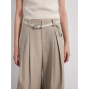 “Street Sketch”Fine-Spun Wool Fashion, Waistless Pleated Loose-Fitting Straight-Leg and Wide-Leg Casual Trousers for Women