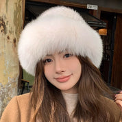 Mink fur hat women autumn winter fox fur bucket hat