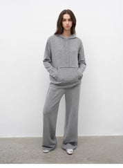 "Relaxed Encounter" Stylish Casual Sports Wool Knit Hoodie and Straight-Leg Leisure Pants Set