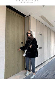 "Yemora" imported merino wool sheepskin small stand collar fur coat for women