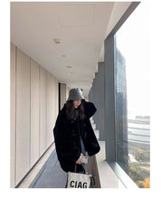 "Yemora" imported merino wool sheepskin small stand collar fur coat for women