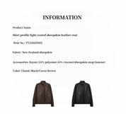 "Loveless Muse" Brown Retro Genuine Leather Jacket Women's Motorcycle Sheep Leather Jacket Short