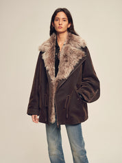Firelady Women's Sheepskin Parka coat with Two-Tone Toscana Coyote Fur Collar“Wilderness Parka”