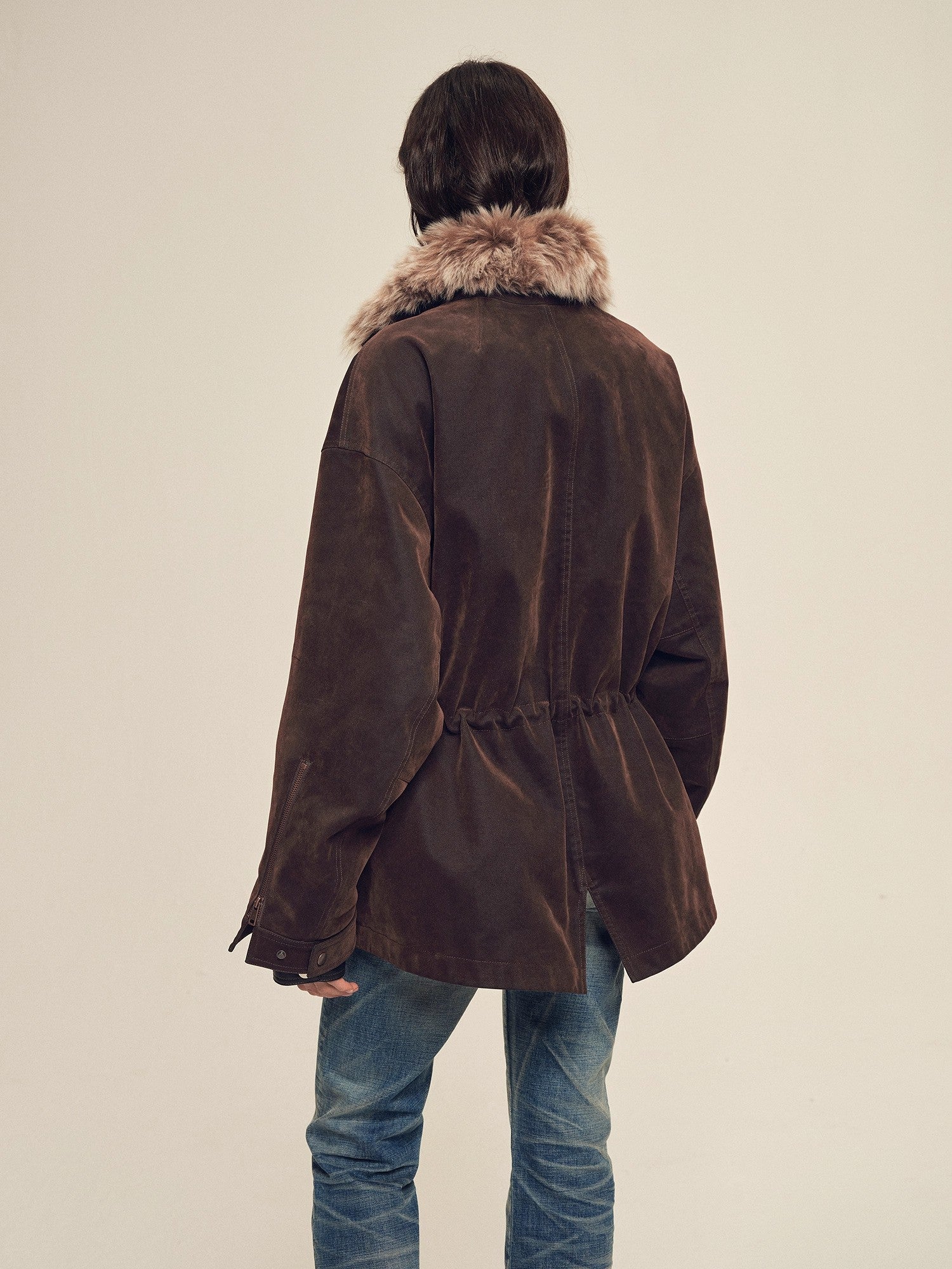 Firelady Women's Sheepskin Parka coat with Two-Tone Toscana Coyote Fur Collar“Wilderness Parka”